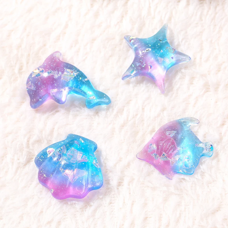 20Pcs/Lot Flatback Resin Ocean Series  Charms  for Earrings Pendant Jewelry  Diy Making