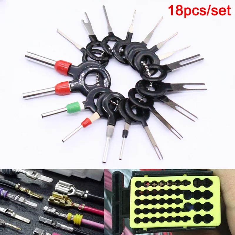 

18pcs/set Car Wire Harness Plug Terminal Extraction Pick Connector Pin Remove Tool Set