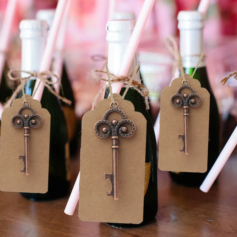 

OurWarm Wedding Gifts for Guests Wedding Souvenir Gift Party Favors Skeleton Bottle Opener +Tags Wedding Favors and Gift