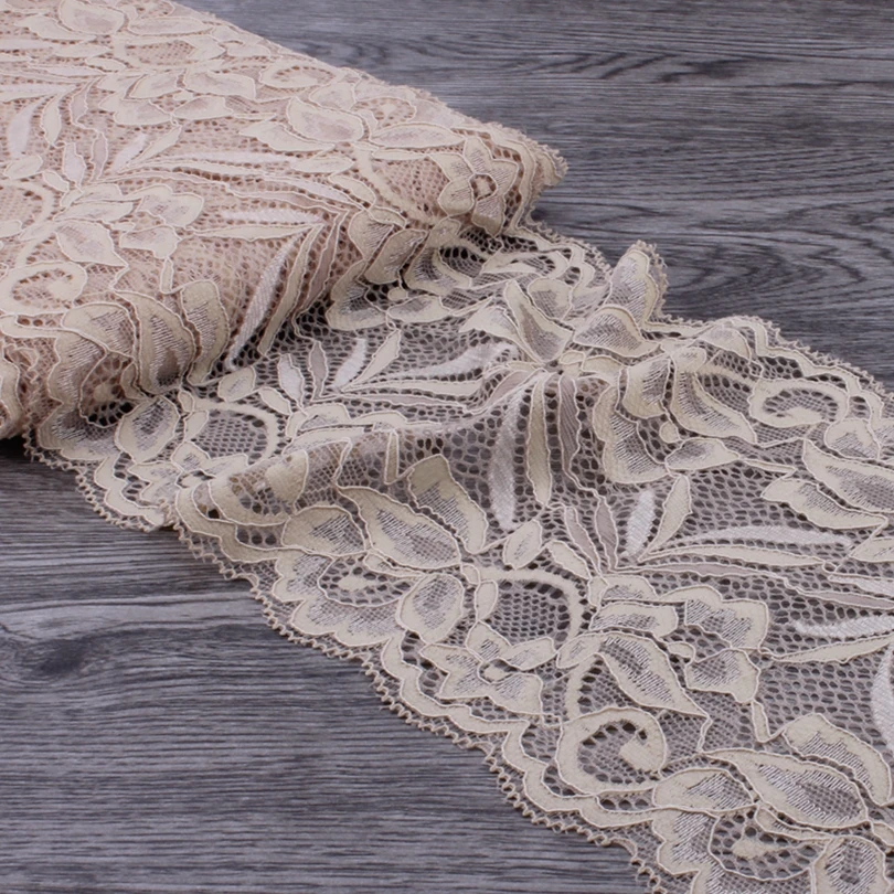 

10yards 15cm Khaki Wide Tulle Lace Ribbon Trim Headband For Women Elastic Lace Stretch for Baby Girls Hair Accessories