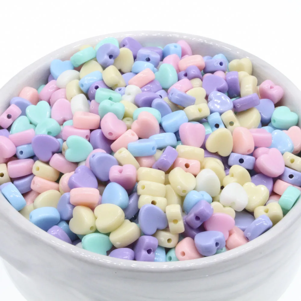 

CHONGAI 500 Gramas Acrylic Charm Beads Heart Mixed For DIY Jewelry Making 8mm