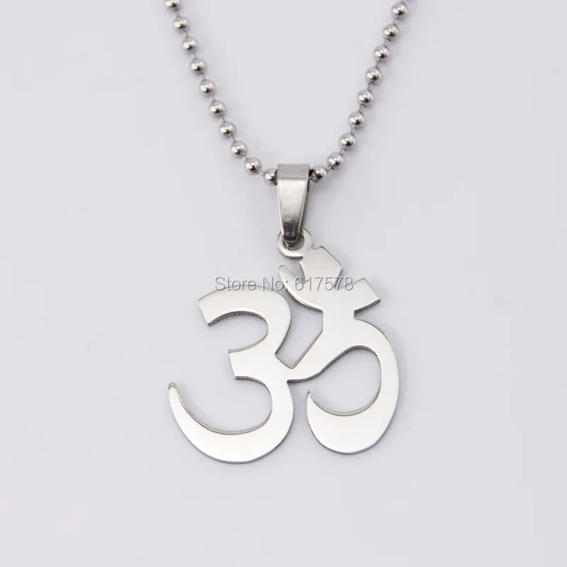 

50pcs one lot Brahmanism AUM OM Charm Pendant symbol high polish Pendant stainless steel Necklace wholesale price