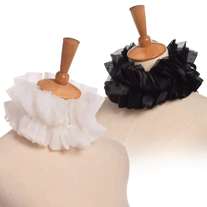 

1шт викторианской трепал белый воротник регулируемый унисекс партии шеи ерш косплей костюм аксессуар