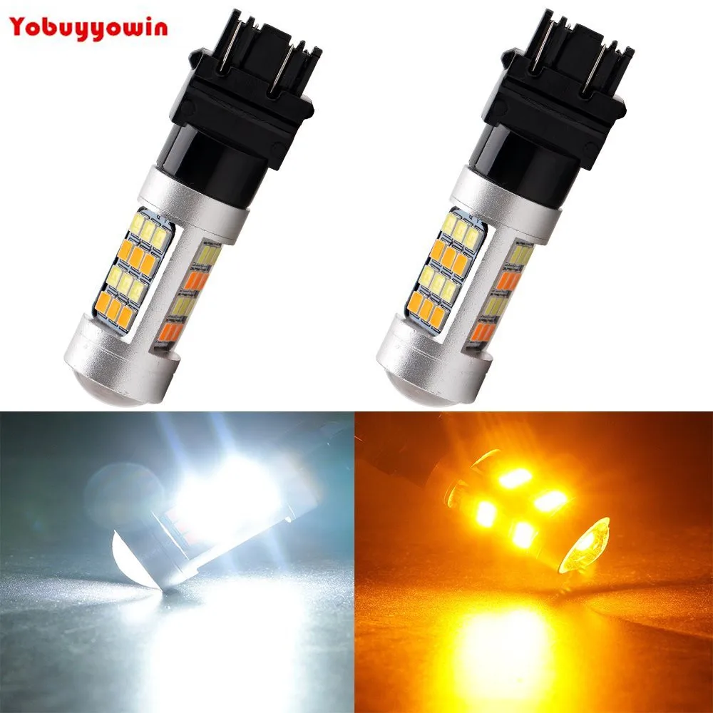 3157 Super Bright 980Lums White / Amber Switchback 2835 42-SMD Chipsets LED Bulbs For Turn Signal Lights Cross Reference 3155