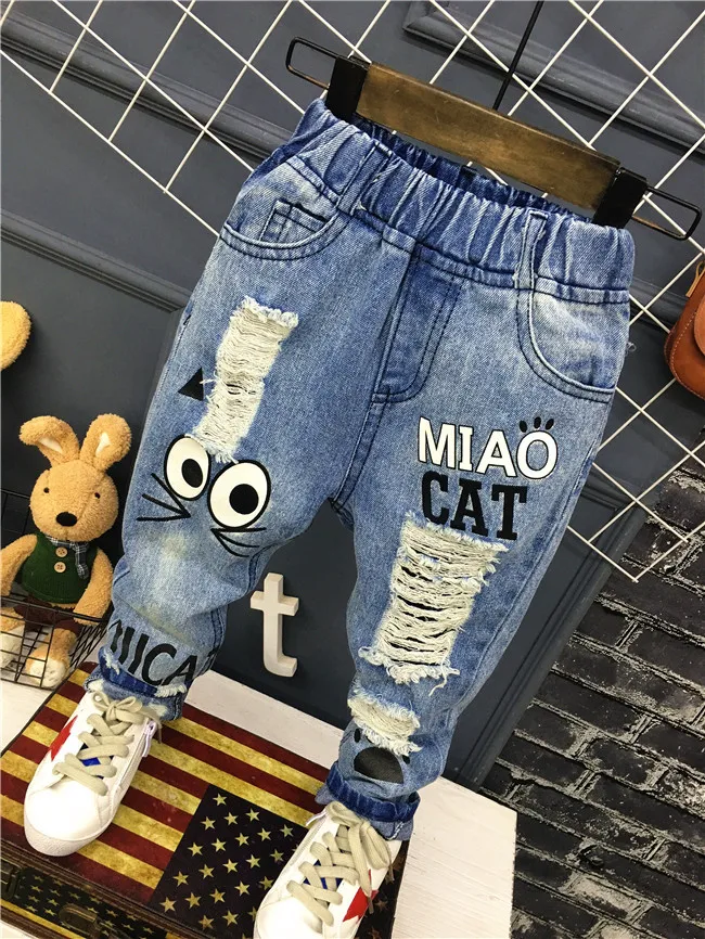 

fashion baby clothing 2-7years Korean Toddler boy jeans Children Jeans pants for boys Baby boys ripped trousers pants (A320013