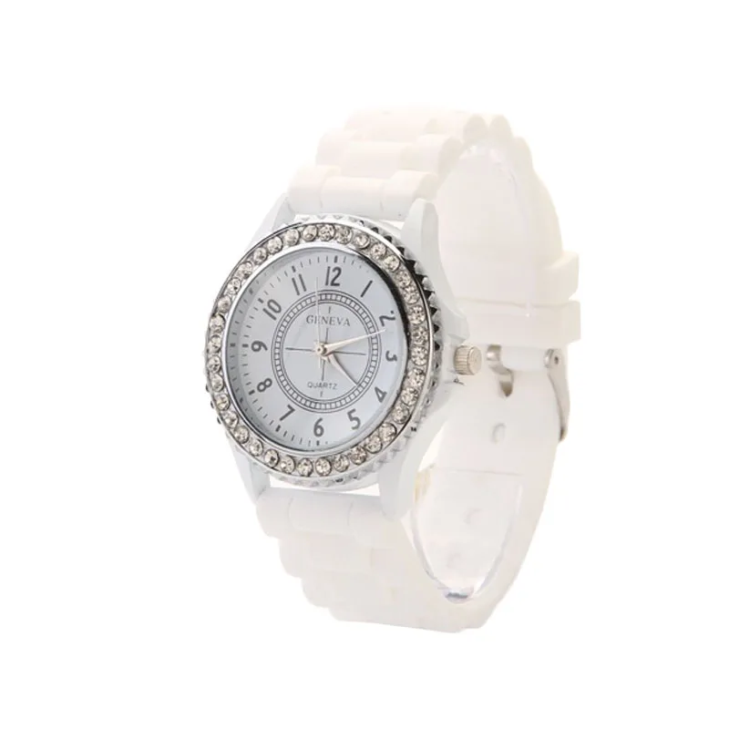 Women Fashion Rhinestone Quartz Watches Girls Summer Silicone Strap Jelly Color Watch Teenagers Simple Casual Sports Watches