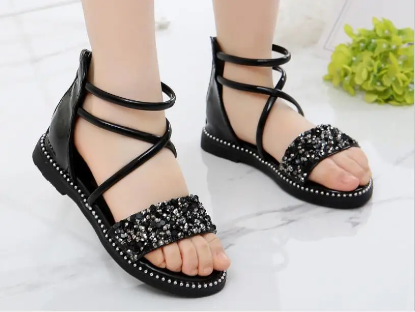 Summer fashion Kids Baby Girls Sandals Sequin Princess shoes band Beach Shoes Flat Heels Casual Sandals girls sandals in kids