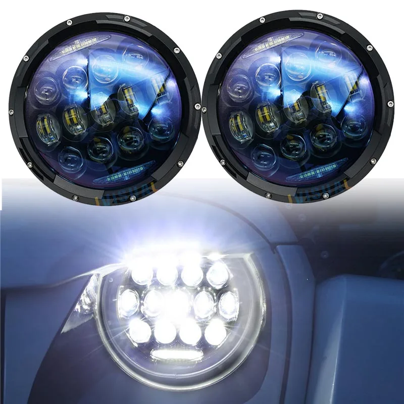 

2x Blue 130W Projector 883 Lens 7 Inch led headlights Hi/Lo beam DRL Turn signal lights for Jeep Wrangler JK TJ Hummer H1