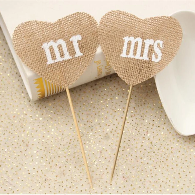 One Set hessian Mr & Mrs Signs for Sweetheart Table Decoration mr mrs wedding Wedding Sign wedding decoration