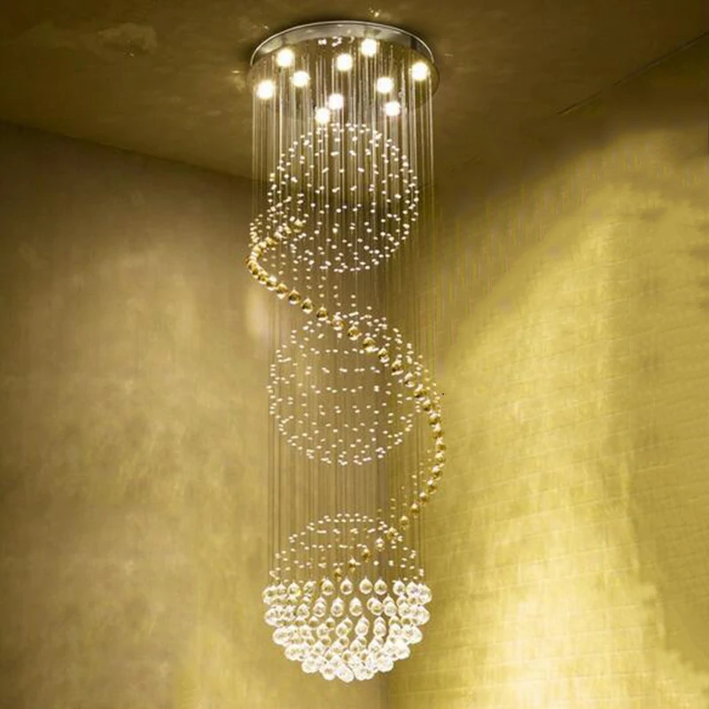 Imagem -03 - Lustre de Cristal Suspenso Longo Espiral Moderno para Sala de Estar Luminária para Interior Escada Lâmpada Mostruário Quarto Saguão do Hotel