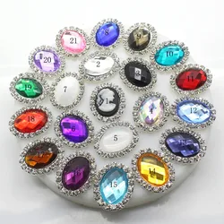 ZMASEY Metal Buttons 10Pcs/set 20mm*25mm Oval Flatback Rhinestone Button Wedding Invitation Sewing Decor Acrylic Accessories