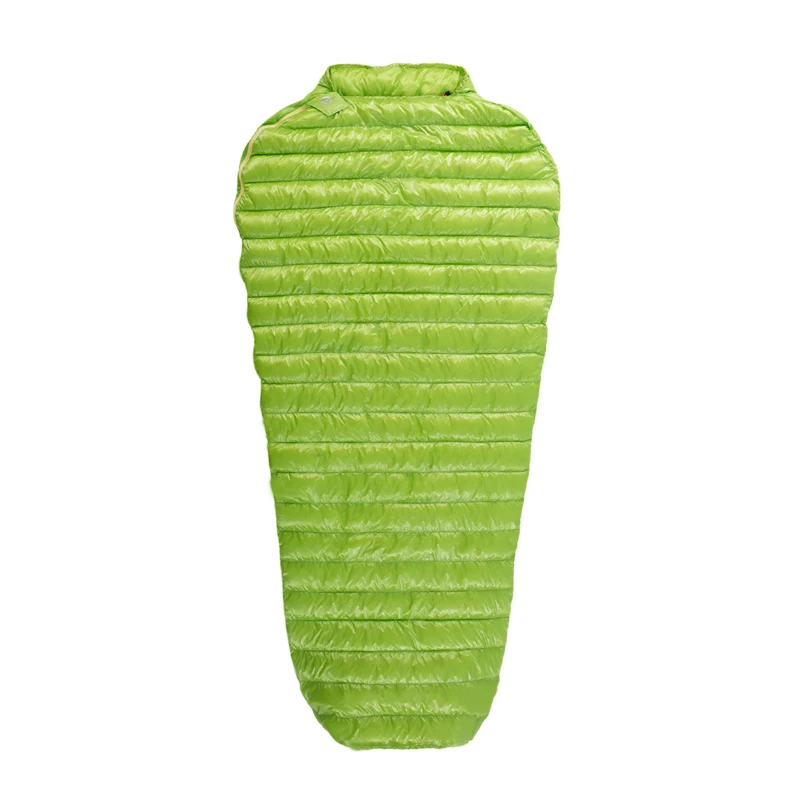 Ultralight Lengthened Mummy Sleeping Bag White Goose Down Outdoor Camping Sewn Through Black&Green 200x80cm