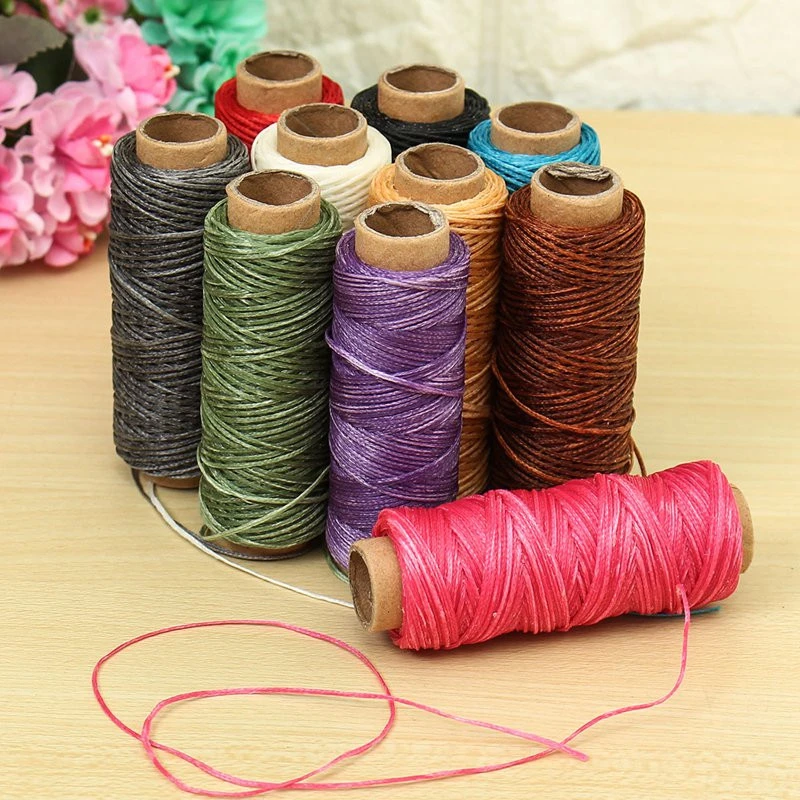 Durable 50 Meters 1mm 150D Waxed Thread Cotton Cord String Strap Hand Stitching Thread for Leather Handicraft Tool Material