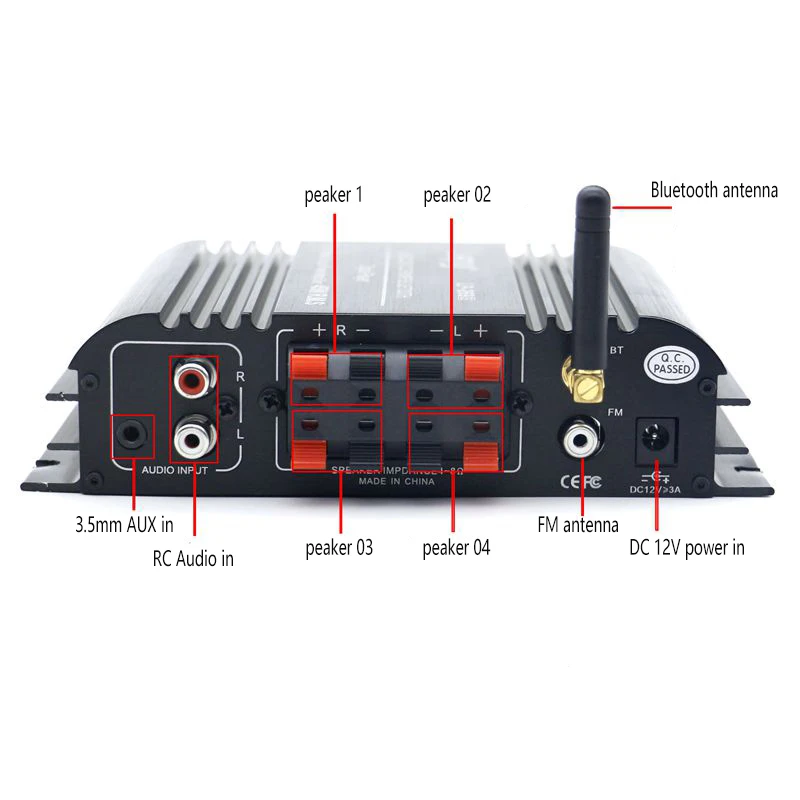 Lepy LP-269S 4 Channel Hifi Bluetooth Amplifier 3.5mm AUX USB SD FM Digital Stereo Amp For Car Home Computer