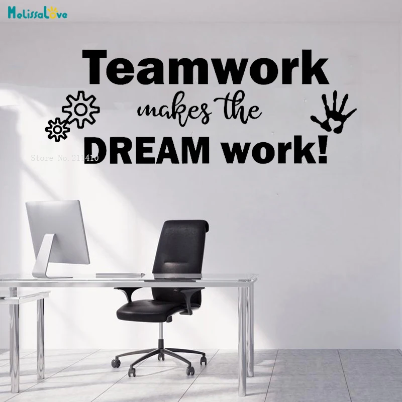 

Office Wall Sticker Teamwork Makes the Dream work Workspace Art Removable Home Decoration Living Room Vinyl Decals YT1099