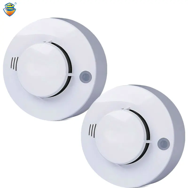 Sensor Detector de humo fotoeléctrico CE, alarma de humo con cable, sistema de alarma de marcación automática de seguridad, 2 piezas, Envío Gratis