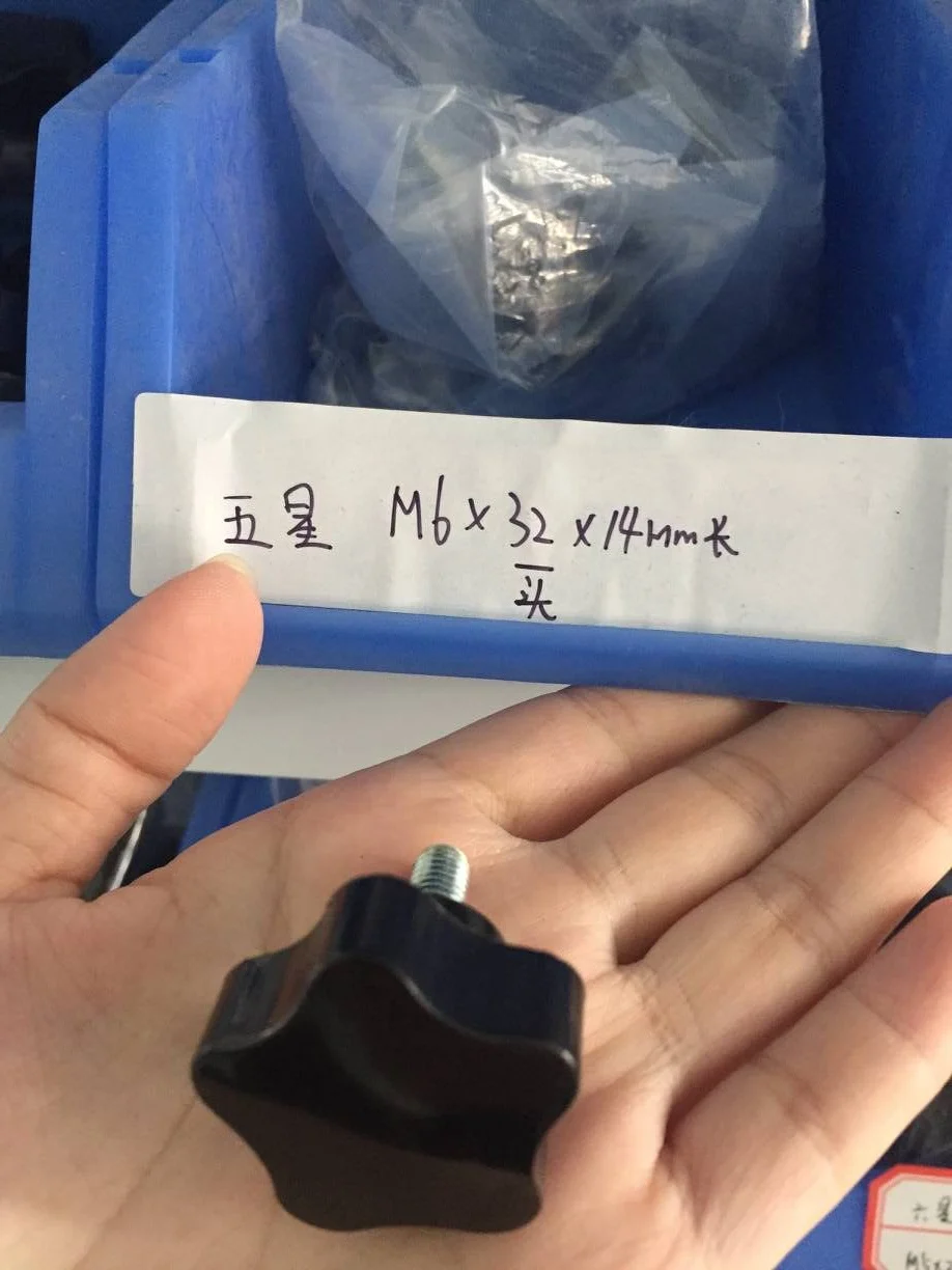 5pcs Black Star ลูกบิด M6 x 10/14/20/25/30/35/40 /50/60/70/80 มม.ความยาว x32mm