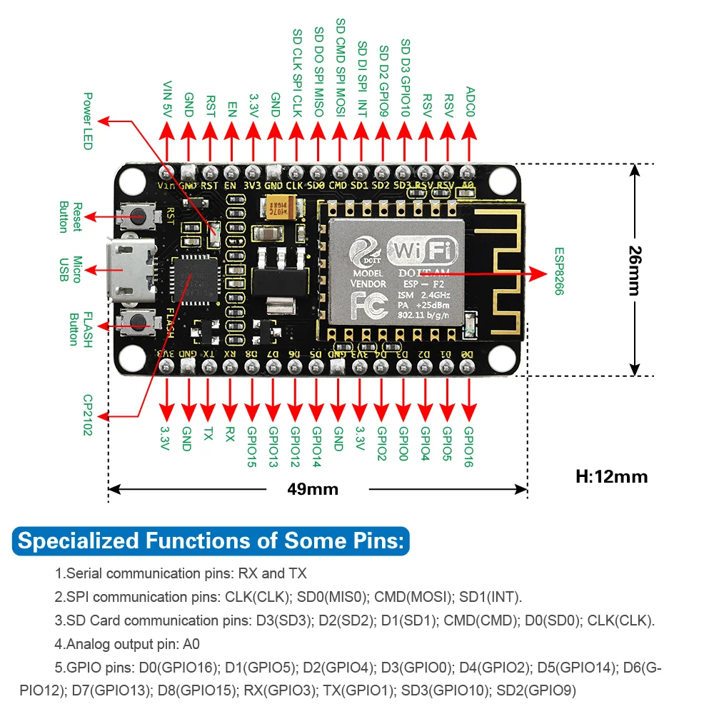 Imagem -02 - Keyestúdio Esp8266 Placa de Desenvolvimento Wifi Mais 1m Cabo Micro Usb para Arduino Chip é Semente