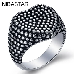 New Heart Black Small Dot Stainless Steel Jewelry Ring Size 7-12 Punk Rock Mens Biker Rings Vintage Gothic Jewelry For Men
