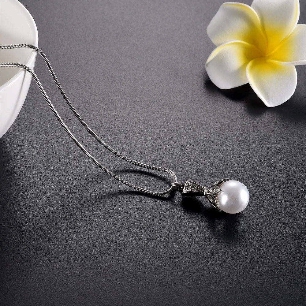 ijd9932 Europe retro gem necklace For Ashes Vintage Imitate pearls 316L Stainless Steel Ash Keepsake Pendant necklace Urns New