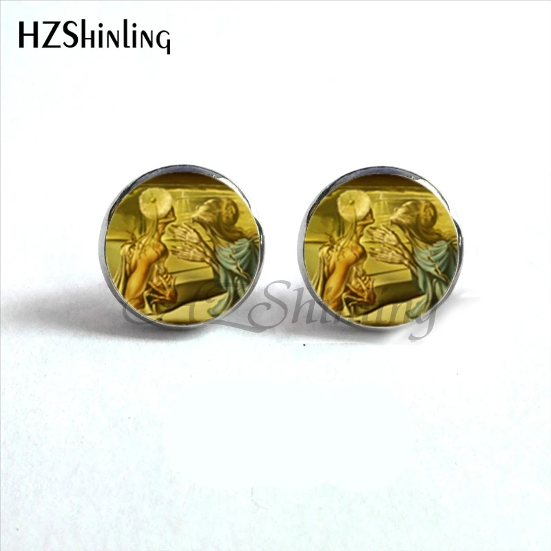 NES-00102 Salvador Dali Studs Ohrringe SalvadorDali Malerei Ohr Nagel Im Moment der Explosion Ohrring Glas Cabochon HZ4