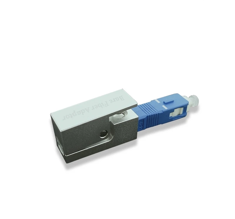 bare fiber adapter SC square type blue silver SM SC UPC bare optical fibre ftth coupler 127um OTDR bare fiber testing factory