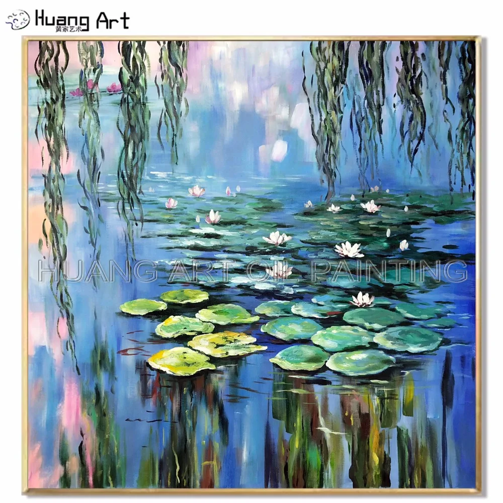 

Skill Artist Hand-painted High Quality Monet Oil Painting for Room Decor Lotus Landscape Oil Painting Water Lily Pond Painting