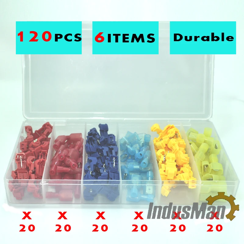 120 PCS T Tap Electrical Connectors Quick Wire Splice Taps and Insulated Male Quick Disconnect Terminals (Yellow, Red Blue) image 6