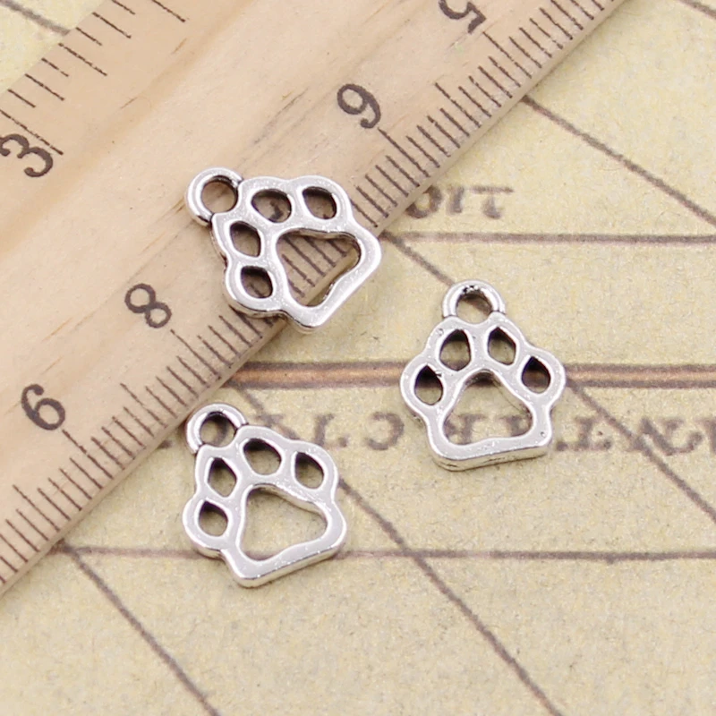 30pcs Charms Dog Paw 13x11mm Tibetan Bronze Silver Color Pendants Antique Jewelry Making DIY Handmade Craft