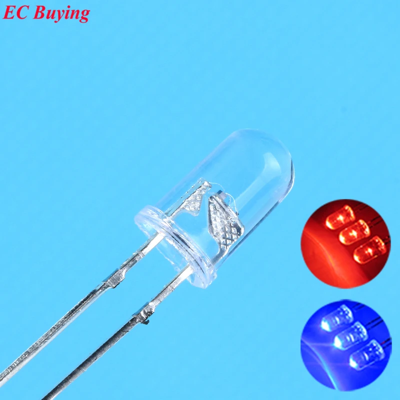 1000pcs /lot 5mm Flashing Red/Blue Flash led LED 10000mcd 5mm Blinking Red/Blue led 5mm Light-Emitting Diode Bi-Color