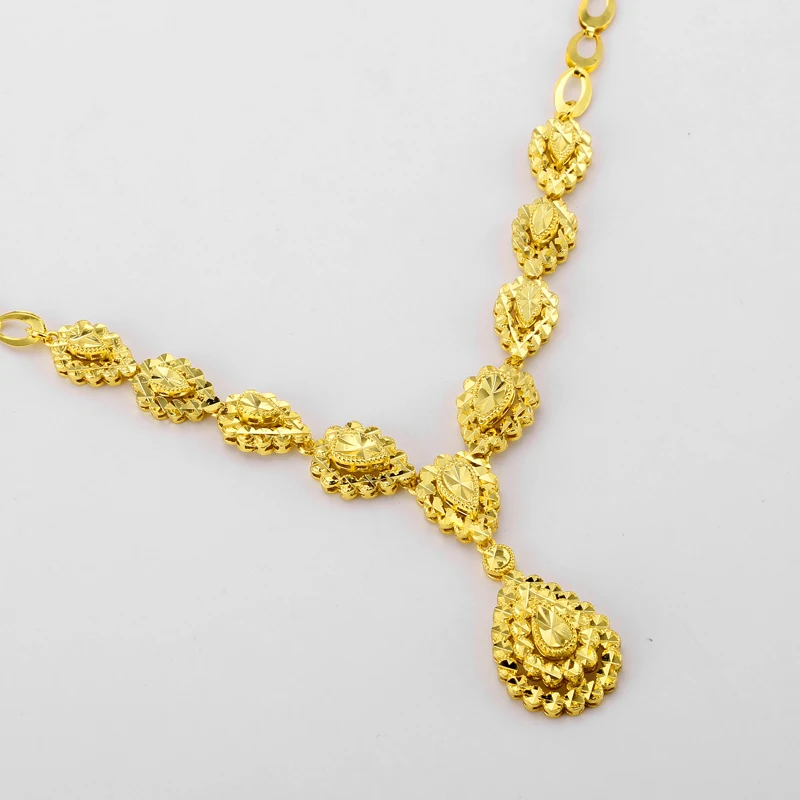 Ethiopian Jewelry Gold Color sets for Bride  Arab Africa Gifts for Women Wedding Necklace/Earrings