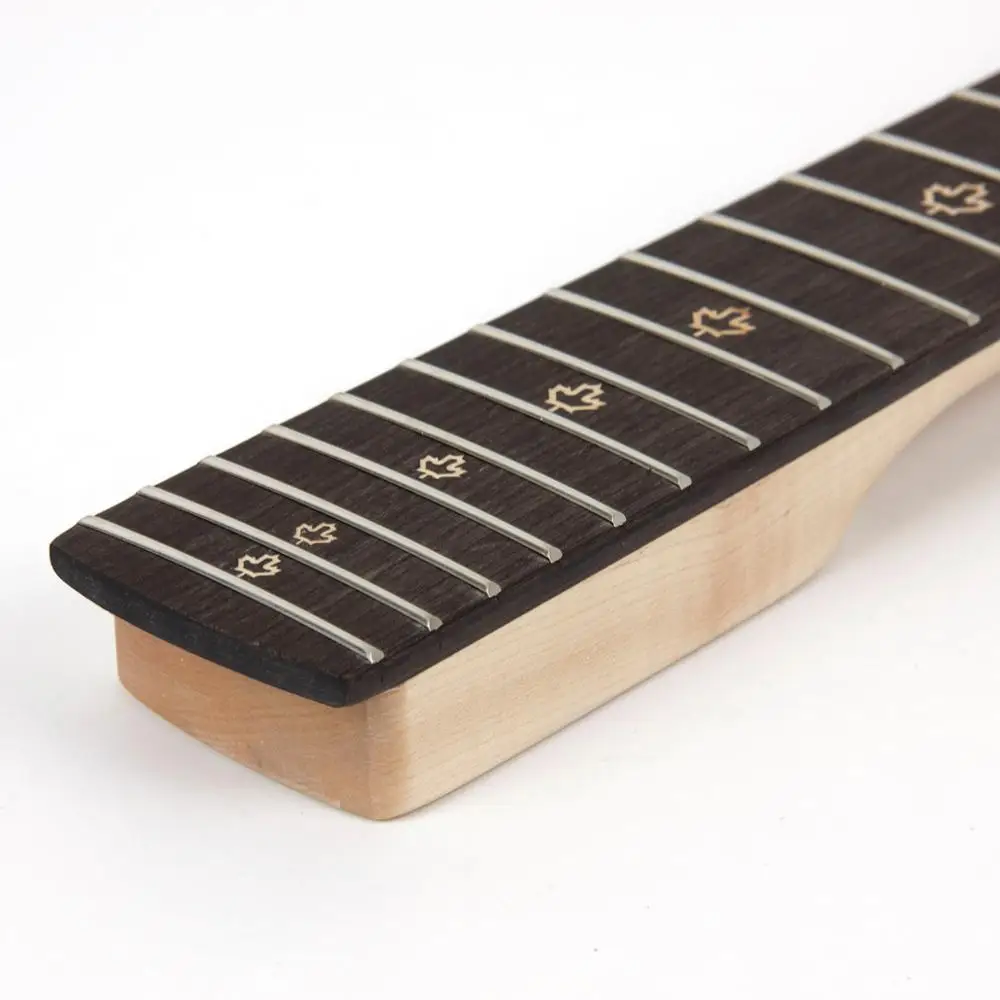 Kmise Electric Guitar Neck Canada Maple 22 Frets HPL Fingerboard Maple Leaf Inlay Dots Bolt on C Shape Clear Satin