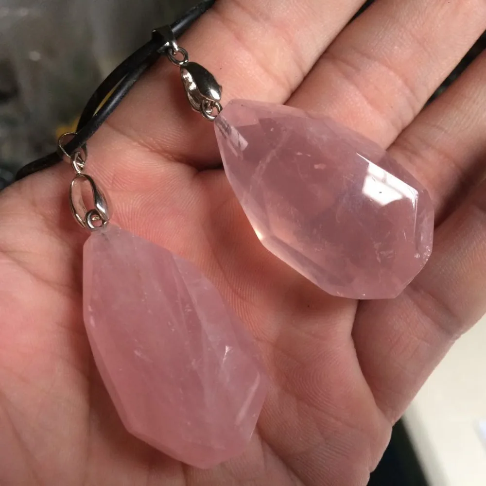 Rose Quartz Crystal Stone Pendant Natural Gemstone Jewelry Free Necklace For Women For Gift Wholesale !