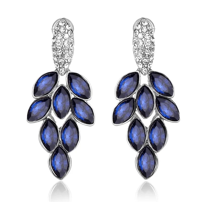 LUBOV Full Crystal Stone Inlaid Rhodium Drop Earrings Colorful Waterdrops Dangle Earrings Trendy Women Party Jewelry 2019