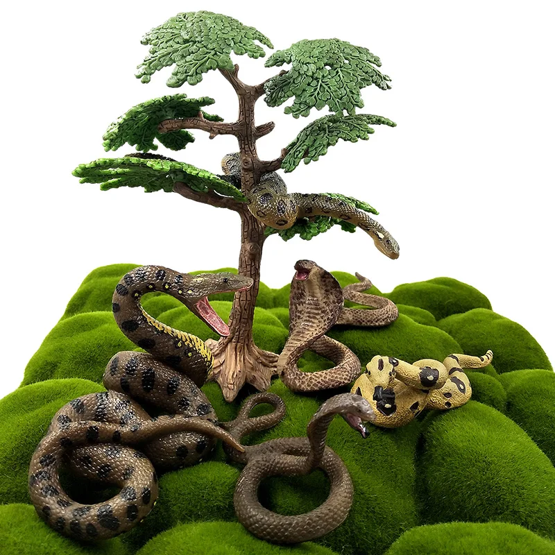 Simulation Snake Cobra Python Green Anaconda Plastic Animals Model DIY Decoration Figurine Action Figure Hot toys Gift For Kids