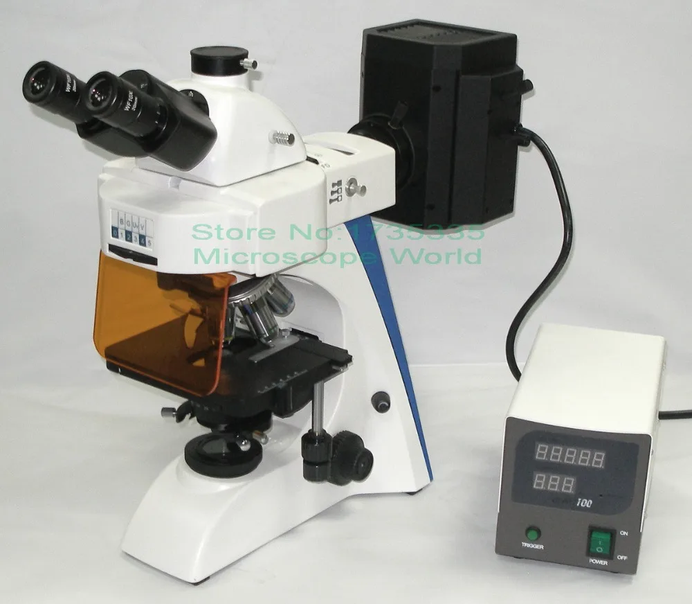 Professional lab trinocular fluorescence Microscope EUM-5000FT with B, G two band excitation, 100W HBO, lab research, medical