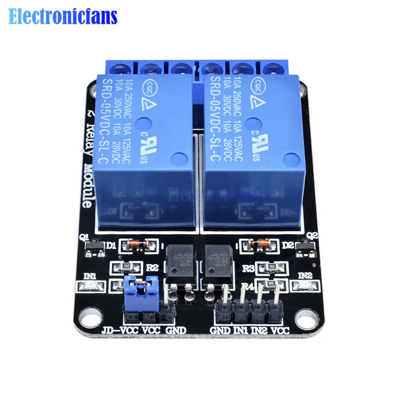 5V 2-Kanaals 2 Kanaals Relais Module Shiled Relais Uitbreidingskaart Lage Niveau Geactiveerd 2-Weg Relais module Voor Arduino Arm Pic Avr