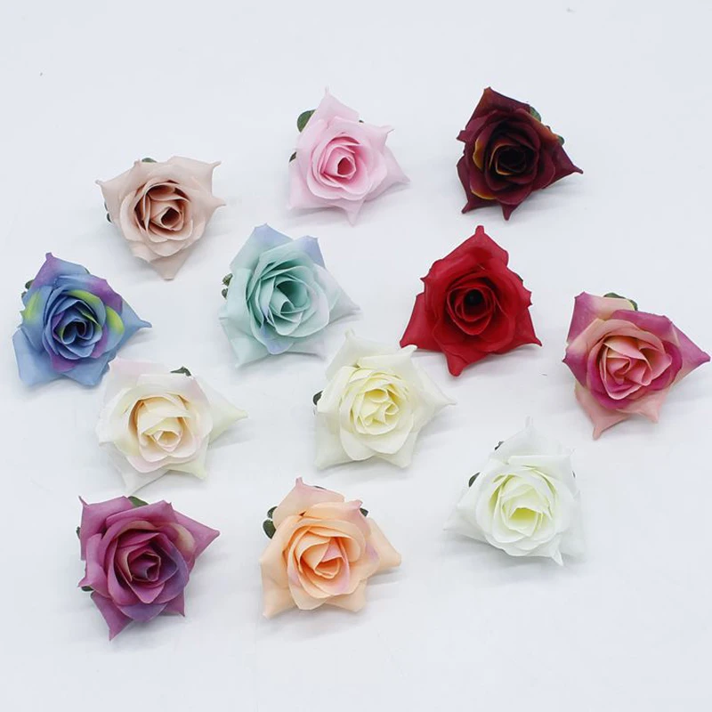 

4.5cm Artificial flowers Rose Flower Head for Wedding Decoration Ball Craft Fake Flowers wall fake plants party supplies 100pcs