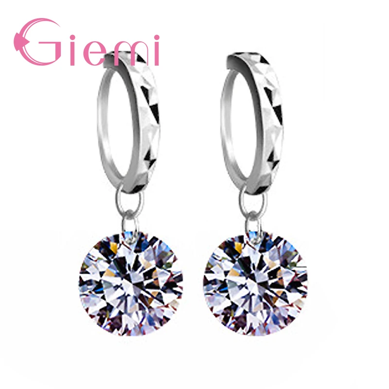 8 Colors Real 925 Sterling Silver High Quality Clear Cubic Zirconia Earrings Pendant For Women Crystal Jewelry Wholesale