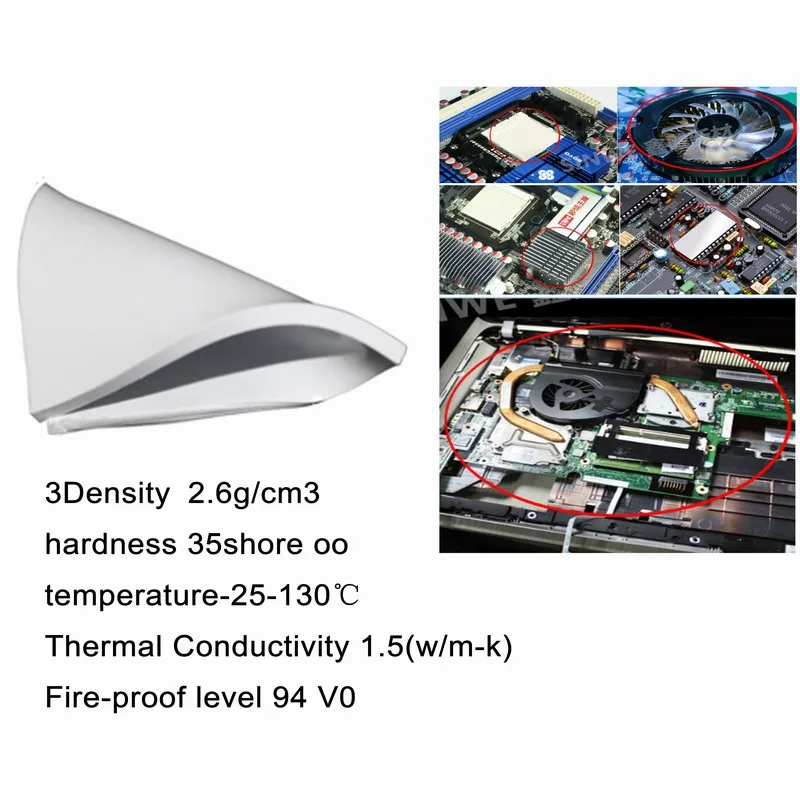 80Pcs Gdstime 100mm*100mm*5mm White IC Chip Conduction Heatsink 0.5mm 1mm 2mm 3mm 4mm 5mm Thermal Pads Compounds Silicone Pad