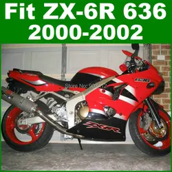 フェアリングフィット用kawasaki 2000 2001 2002 zx6rフェアリングキット赤白忍者zx 6r 636 00 01 02ボディキットzx636 C1E5