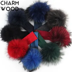 15cm Raccoon Faux Fur Pompoms Baby Headband Cotton Children Girls Elastic Hair Bands Turban For Girl Toddler Headbands