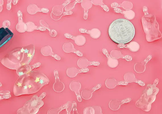 1000pcs Plastic Bails - 15mm Clear Round Transparent Plastic Bails - make cabochons into charms