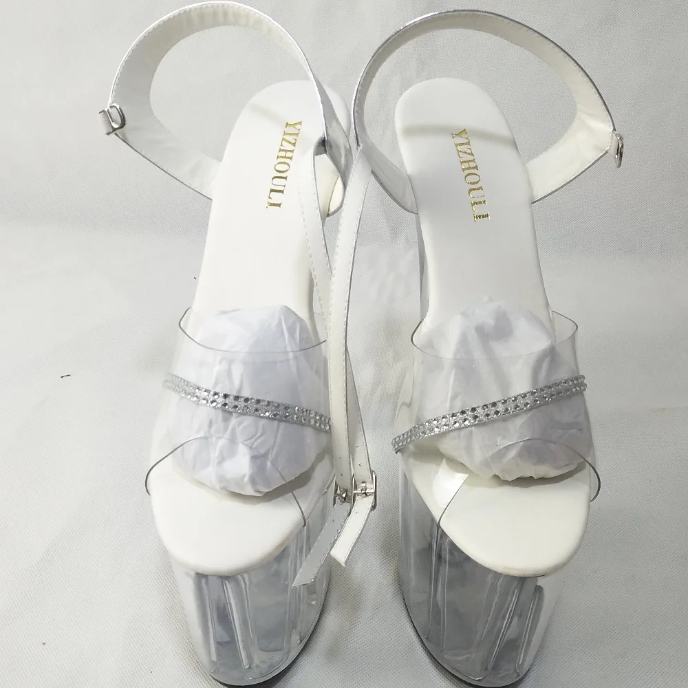 Sexy 20cm Temptation Crystal Sandals Ultra High Thin Heels Platform 8 Inch Clear Shoes Sexy Stripper Shoes