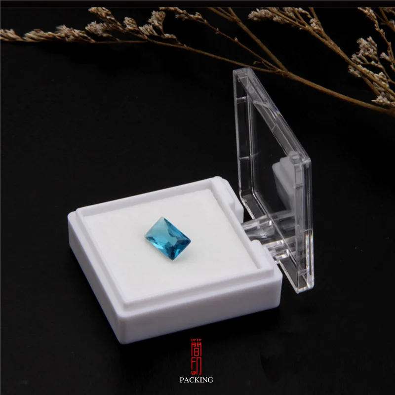 24Pcs Gemstone Diamond Jewelry Display Box Loose Diamond Holder Box Clear Cover Gem Storage Container Empty Jewelry PackagingBox