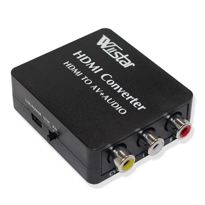 Wiistar HDMI para AV Áudio Entrada HDMI CVBS Spdif e saída coaxial Suporte NTSC/PAL para TV/PC/PS3/Dvd de raios azuis 1080p HDMI2AV