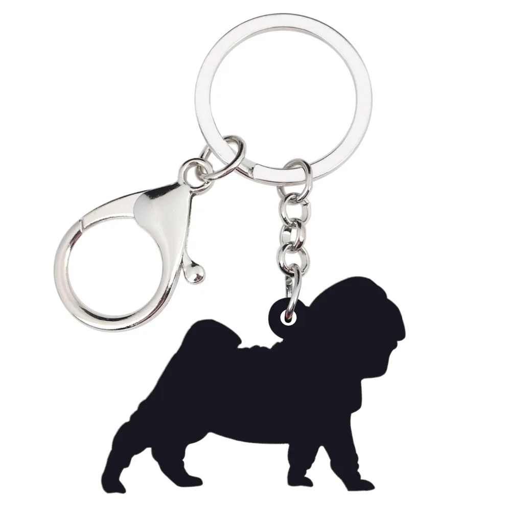 Bonsny Statement Acrylic Standing Shar Pei Dog Key Chains Keychain Rings Animal Jewelry For Women Girls Handbag Charms Gift Bulk