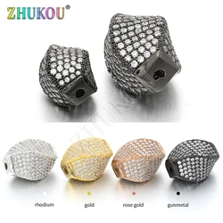 16*20mm Brass Cubic Zirconia Spacer Beads DIY Jewelry Bracelet Necklace Making, Model: VZ79