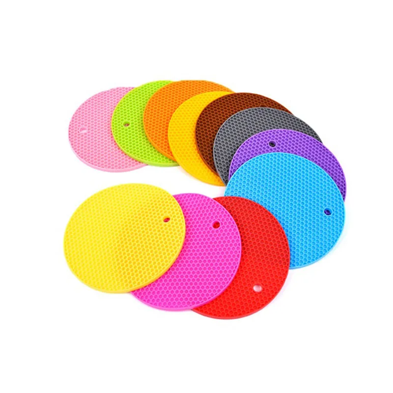 100pcs/lot Kitchen Round Silicone Trivet Mat Heat Resistant Pan Holder Pad Table Cup Cushion Placemat Free Shipping ZA4053