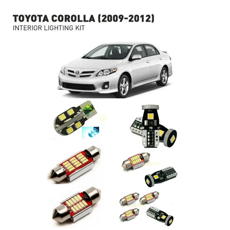 

Led interior lights For Toyota corolla 2009-2012 6pc Led Lights For Cars lighting kit automotive bulbs Canbus